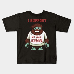 Funny Bigfoot I Support No Shave November Kids T-Shirt